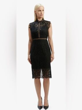 Bardot Lace Panel Dress Black Large